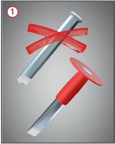 Zwei Meißel: einer abgestumpft und ohne Handgriff, der zweite mit Handgriff