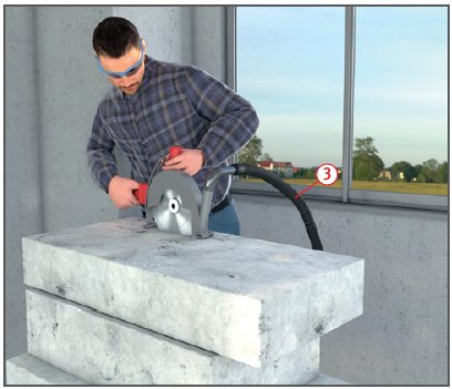 Schneiden eines Steins mit einer Handsäge