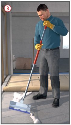 Verteilen von Tepichkleber mit einer Teleskopstange