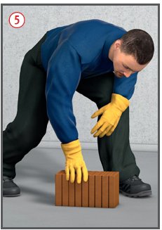 Heben eines 2 DF-Ziegelsteines.