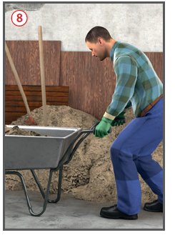 Heben einer gefüllten Schubkarre