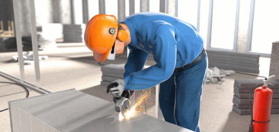 Persnliche Schutzausrstung beim Schneiden von Metall