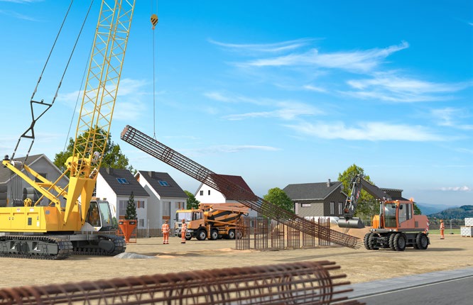 Abb. 126 Heben eines Bewehrungskorbes