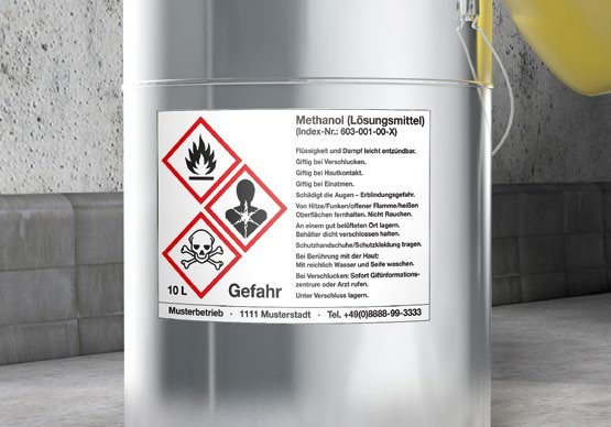 Abb. 13 Kennzeichnung von Gebinden mit Hinweisen auf Gefhrdungen durch Gefahrstoffe