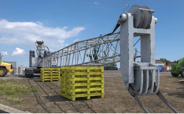 Abb. 131 Auf Pallungen abgelegter Ausleger eines Seilbaggers