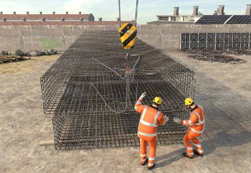 Abb. 132 Anschlagen eines Bewehrungskorbes