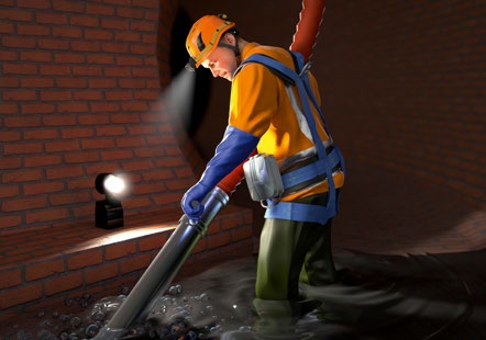 Abb. 15 Beispiel fr Schutzkleidung und PSA bei Arbeiten in abwassertechnischen Anlagen