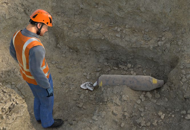 Abb. 23 entschrfte Fliegerbombe