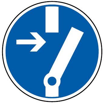 Abb. 26 Vor Wartung oder Reparatur freischalten (Gebotszeichen M021)