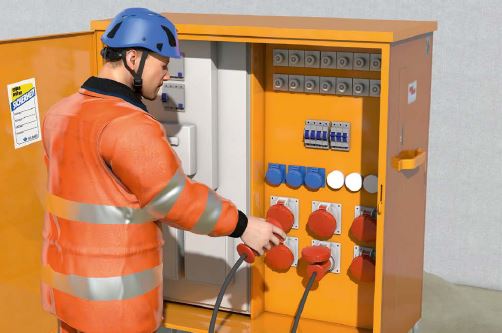 Abb. 27 Verschliebarer Baustromverteiler mit 30 m A und 500 m A Fehlerstrom-Schutzeinrichtungen