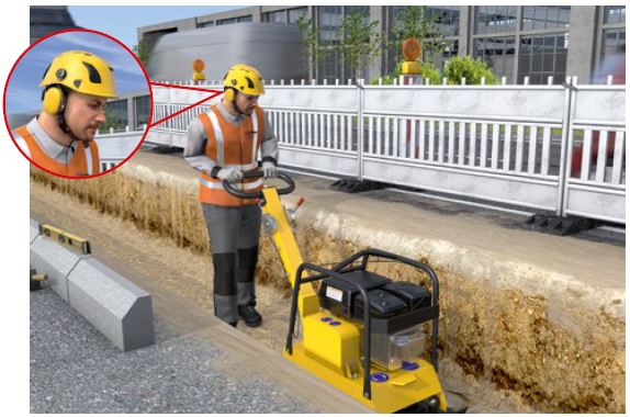 Abb. 54 Verdichtungsarbeiten mit geeignetem Gehrschutz