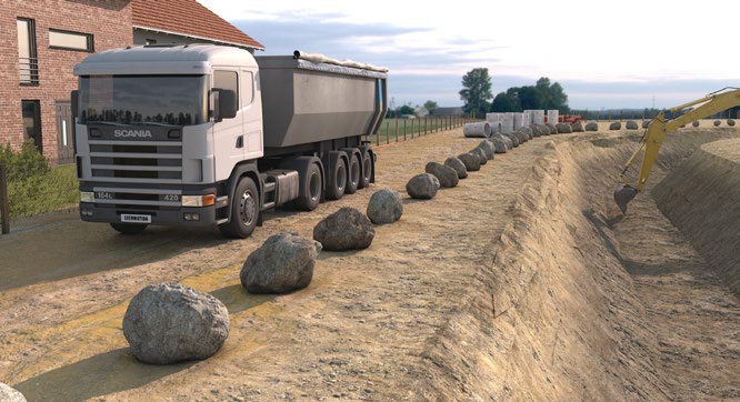 Abb. 76 Begrenzung des Fahrweges durch Freisteine