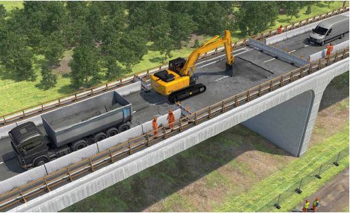 Abb. 77 Absturzsicherung fr Fahrzeuge und Baumaschinen durch massive Begrenzung des Fahrweges