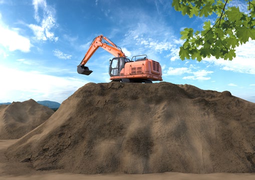 Abb. 80 Kettenbagger sind fr den Einsatz auf Dmmen oder Bodenmieten geeignet