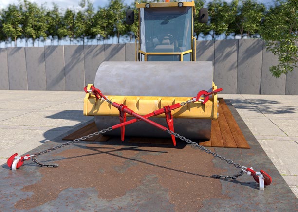 Abb. 85 Mittels Diagonalzurrung gesicherter Walzenzug