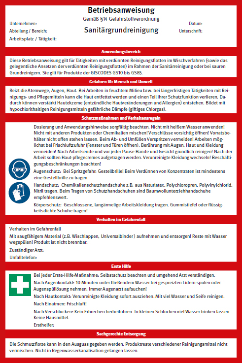 Betriebsanweisung Sanitärgrundreinigung