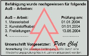 Abbildung: Rckseite eines AuS-Passes