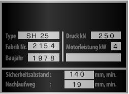 Abb. 40 Typenschild mit Angaben zum Sicherheitsabstand