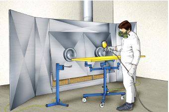 Abb. 71 Spritzstand mit Prallblech
