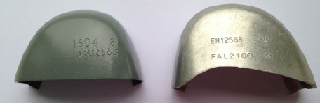 Abb. 20 Links konventionell geformte Zehenschutzkappe. Rechts ergonomisch geformte Zehenschutzkappe