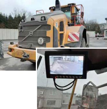 Abb. 3 Radlader mit Rckfahrkamerasystem / Abb. 3a Blick auf Monitor in der Fahrerkabine