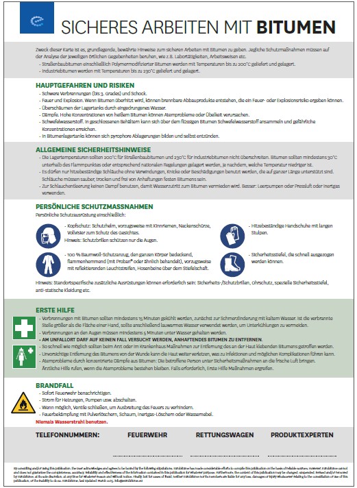Anhang 2 Betriebsanweisung Sicheres Arbeiten mit Bitumen