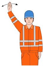 Handzeichen Abfahren