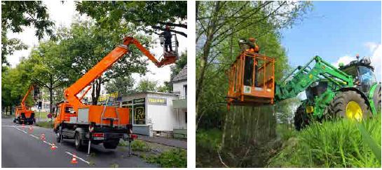 Abb. 111 und 112 Arbeiten mit Hubarbeitsbühnen und Arbeitsplattformen