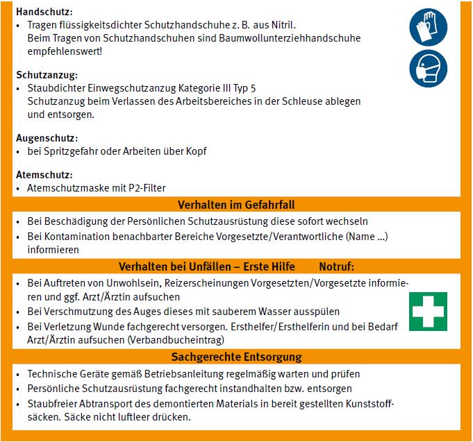 Muster-Betriebsanweisungen Putze entfernen