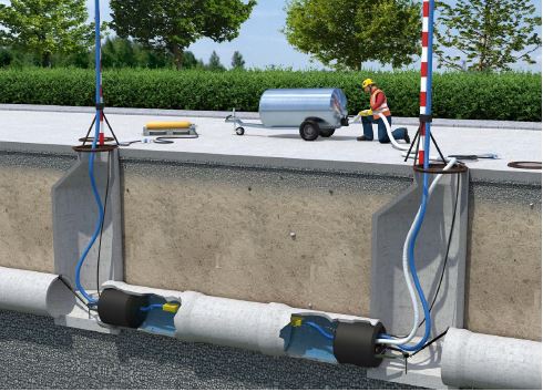 Abb. 16 Durchführung einer Wasserdruckprüfung