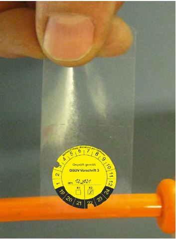 Beispiel fr eine Prfbanderole zur Befestigung an einer Leitung