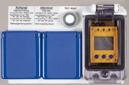Abb. 12 IMD mit Prftaste und zugeordneten Steckdosen