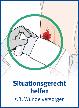 Situationsgerecht helfen, z.B. Wunde versorgen