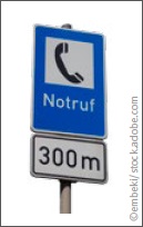 Hinweisschild an Bundesstraen fr eine Notrufmglichkeit