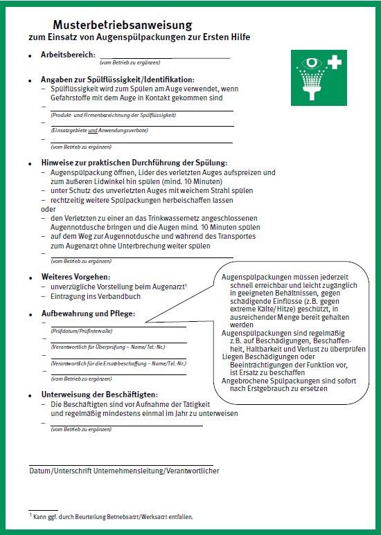 Musterbetriebsanweisung