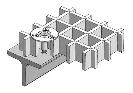 Befestigung mit Schweibolzen, GFK-Rost gegossen