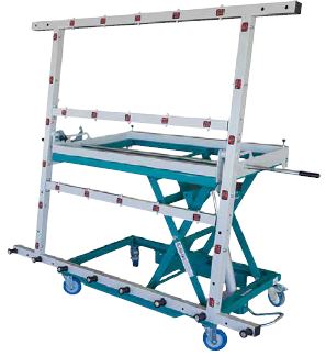 Abb. 30 Entnahme aus dem senkrechten Plattenlager, Kippen der Platte und waagrechte Zufhrung auf bentigter Hhe, z. B. an einer Formatkreissge