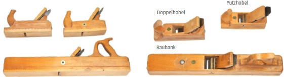 Abb. 56 Doppelhobel, Putzhobel und Raubank