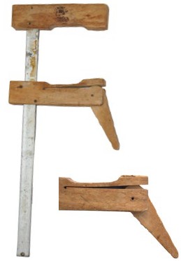 Abb. 61 Holzzwinge, rechts Zunge mit Excenterhebel