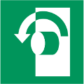 ISO 7010-E018 Öffnung durch Linksdrehung