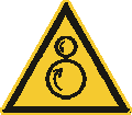 ISO 7010-W025 Warnung vor gegenläufigen Rollen