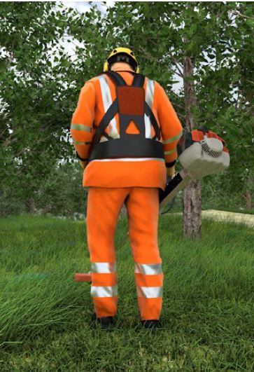 Abb. 26 Teile der Warnkleidung werden durch Arbeitsgert verdeckt