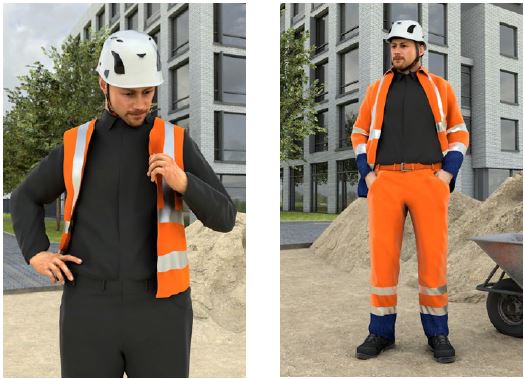 Abb. 27 Offenes Tragen der Warnkleidung vermindert die Warnwirkung und erhht die Gefhrdung des Hngenbleibens