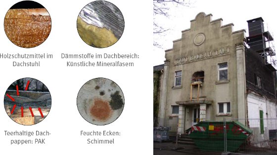 Gebäude mit möglichen Quellen von Gefahrstoffen/biologischen Arbeitsstoffen