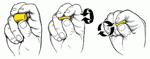 Einsetzen von Gehörschutzstöpseln