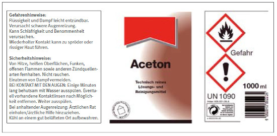 Abb. 4 Kennzeichnung fr Aceton nach CLP-Verordnung *