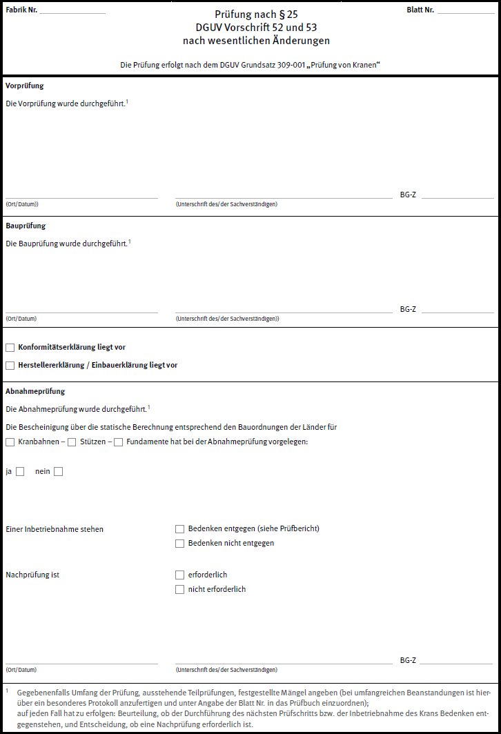 Prfung nach  25 DGUV Vorschrift 52 und 53 nach wesentlichen nderungen