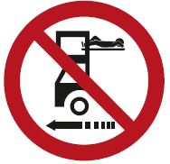 Abb. 8 Verbotszeichen Verbot des Aufenthalts in Dachschlafkabinen während der Fahrt nach DIN 70006-1