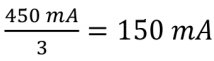 450mA/3 = 150 mA