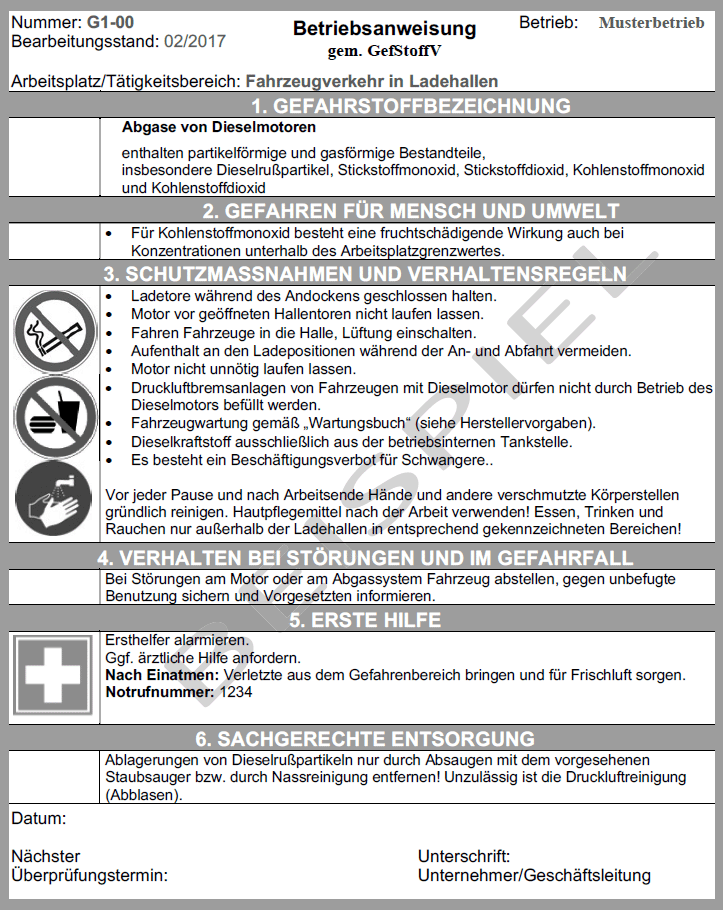 Beispiel fr eine Betriebsanweisung